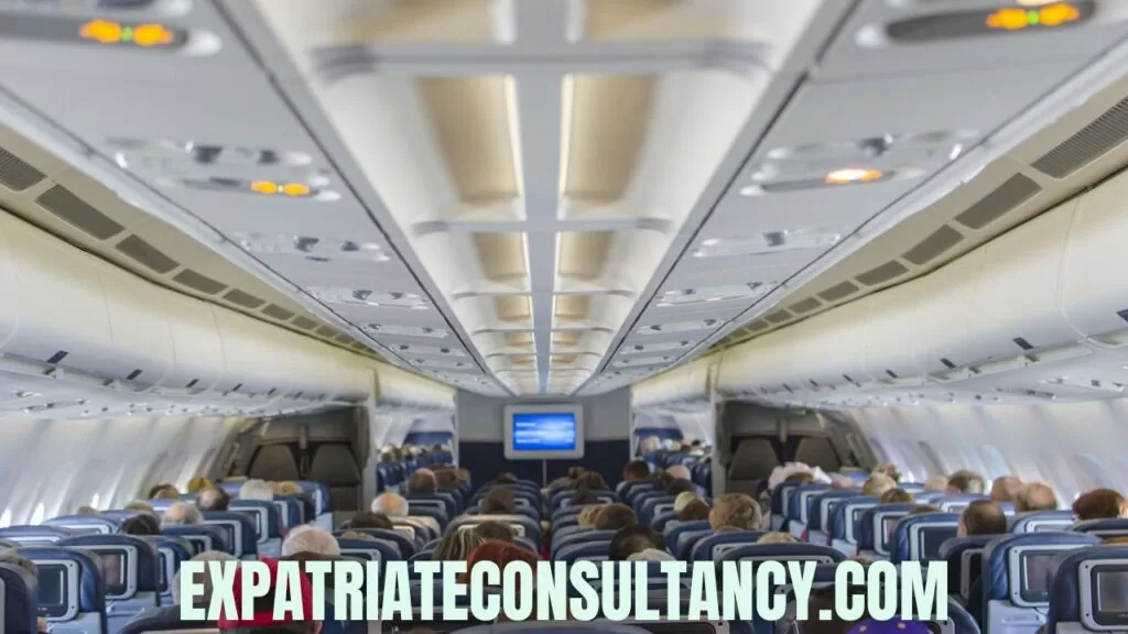 Airplane passenger cabin to illustrate article about 4 VERY useful tips for flying.