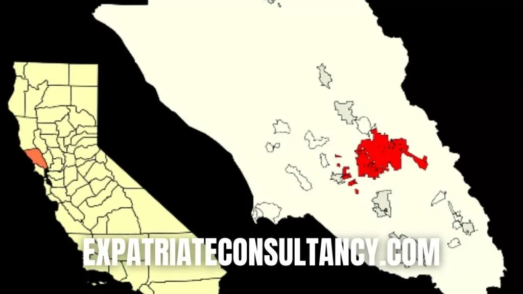 Map of Sonoma country and Santa Rosa, California.