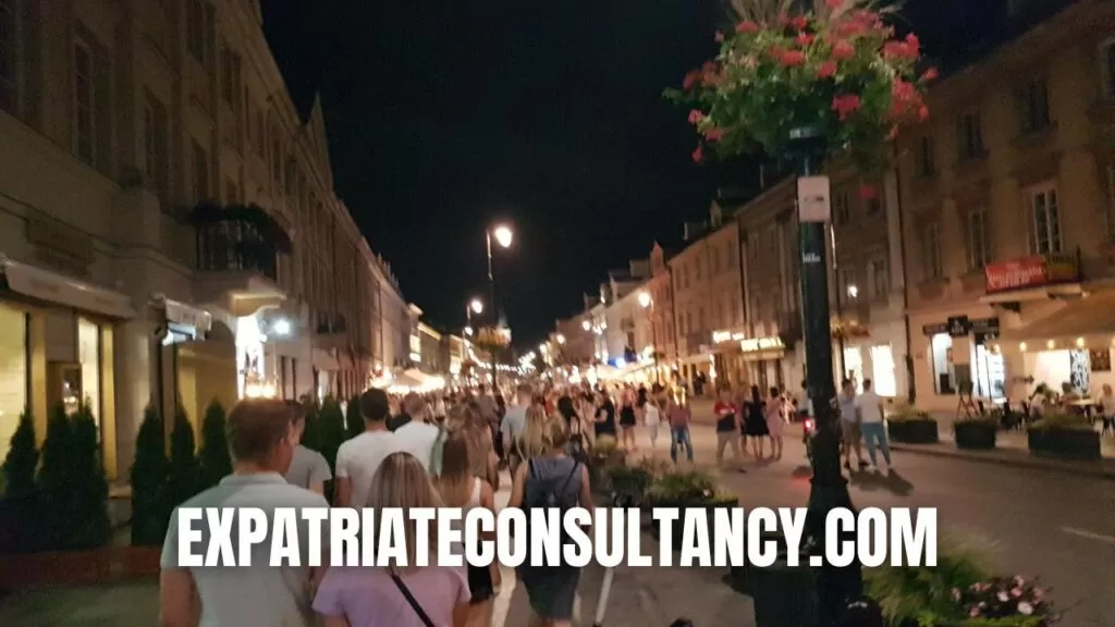 Warsaw downtown at night. One of the reasons why Warsaw is not one of the best cities in Poland is that it feels a bit too crowded sometimes.