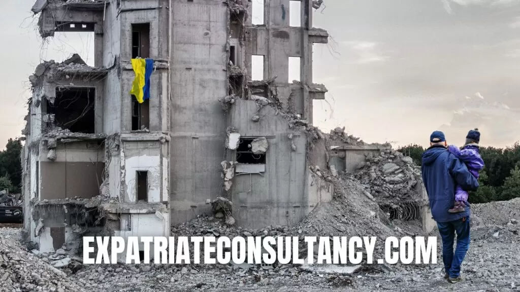 Picture of destructed building. Recent conflicts raised the question of what to do if war breaks out