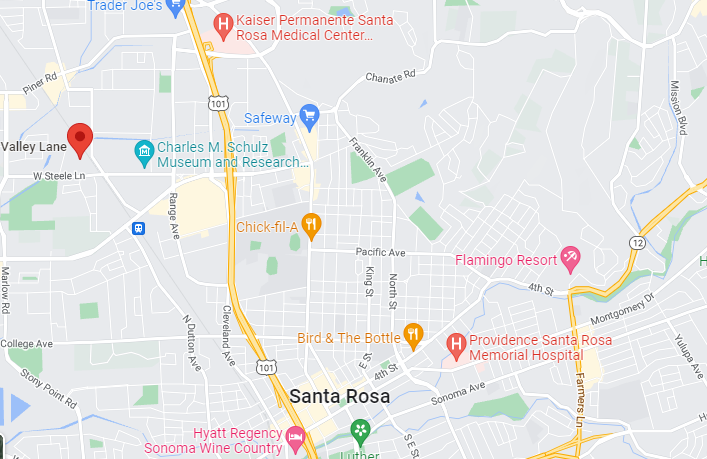 Map of Apple Valley, in Santa Rosa, California.
