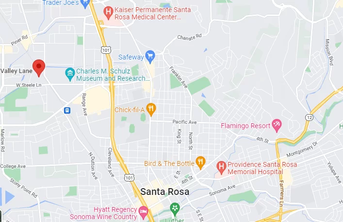 Map of Apple Valley, in Santa Rosa, California.