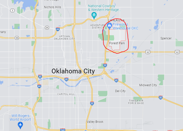 Map of Forest Park, one of the best and safest neighborhoods In Oklahoma City. Source: Google Maps.