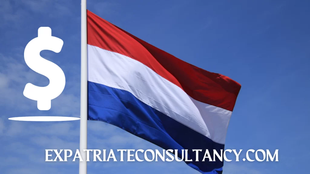 Image of the flag of the Netherlands and a dollar sign.