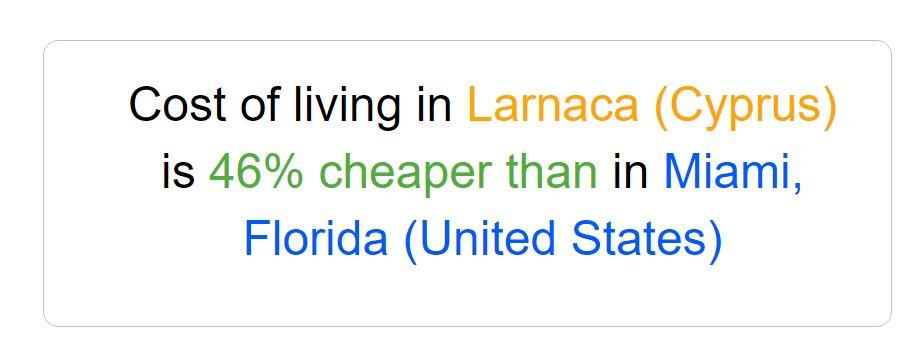 Cost of living Larnaca vs Miami,