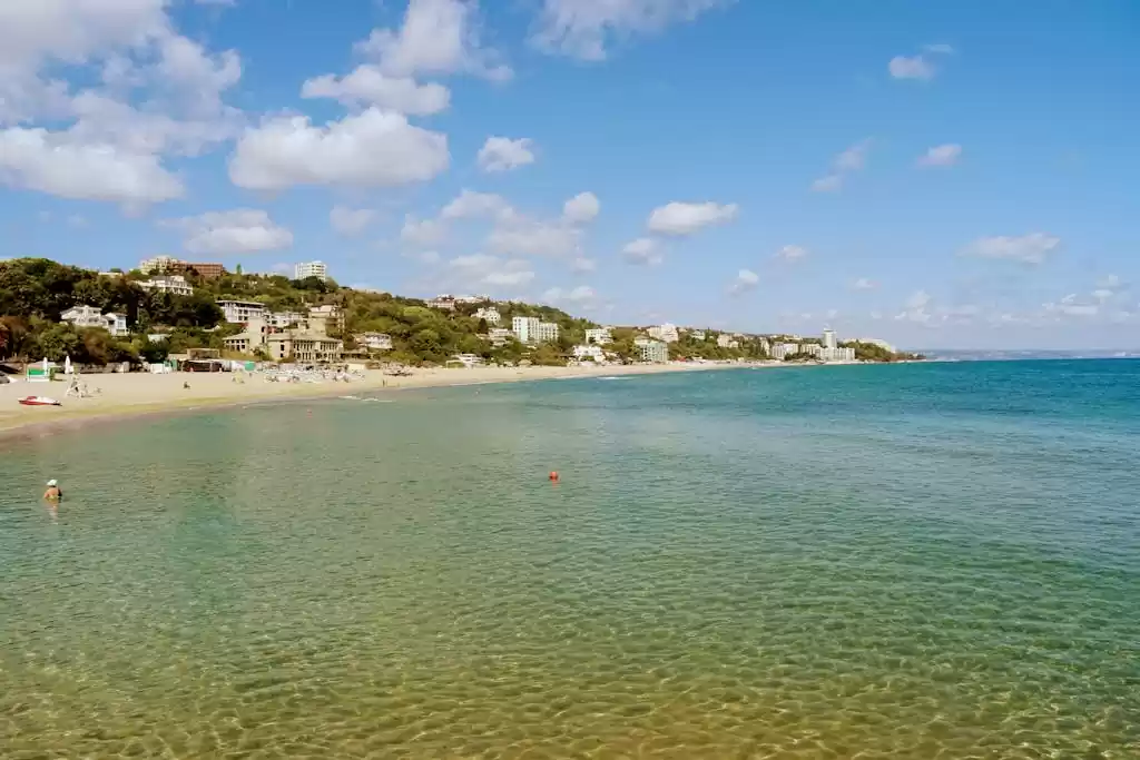 Explore the beautiful sandy beaches and clear waters of Varna, Bulgaria, on a sunny day.