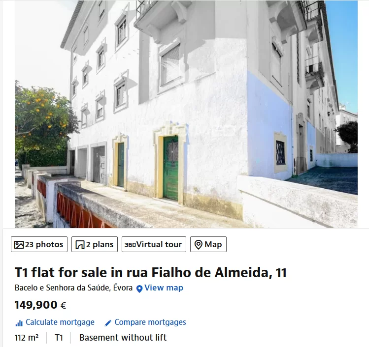 Home available for sale in Evora, Portugal.