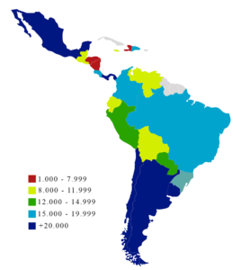 Per capita income South America