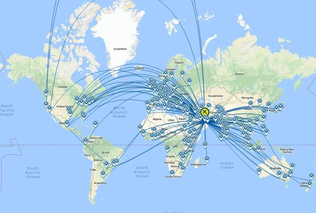 Emirates Destination map