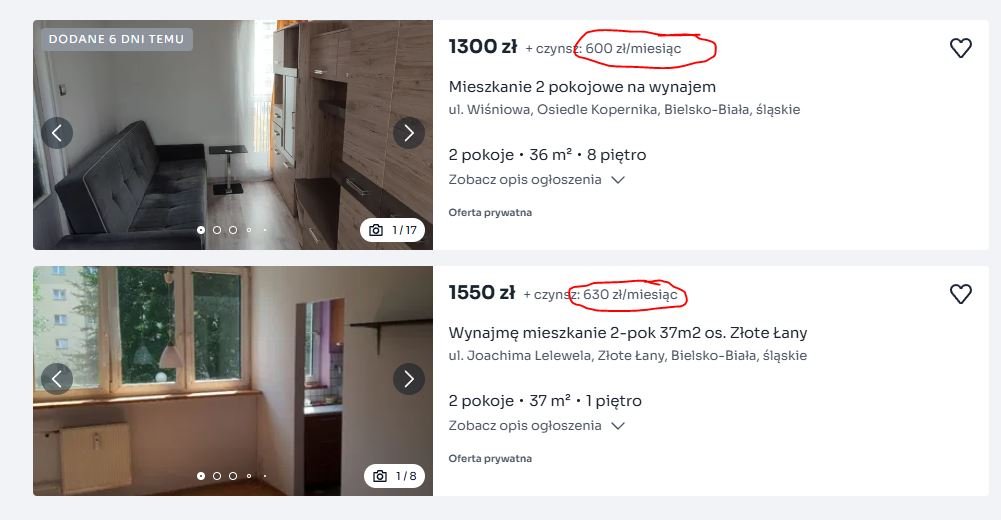 Rent Example Czynsz
