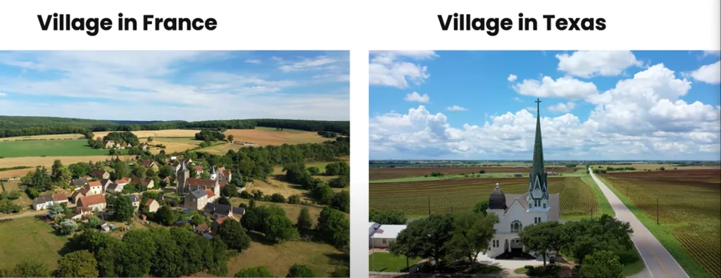 Small-town Texas is as different from Houston as small-town France is from Paris