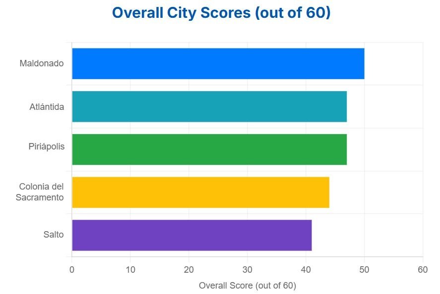 Final ranking of the best cities to retire in Uruguay